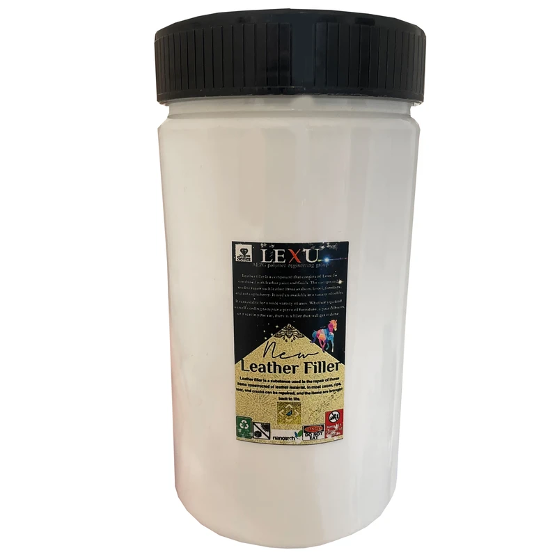 بتونه چرم  سفید لکسو مدل Filler plus وزن نیم کیلو گرم مناسب برای سطوح چرمی و پلاستیکی